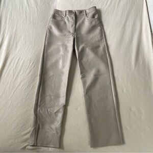 Aritzia Wilfred Melina High Rise Tan Beige Vegan Leather Straight Leg Pants Sz 4